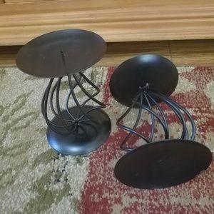 Set of Two Matching Metal Candle Holders